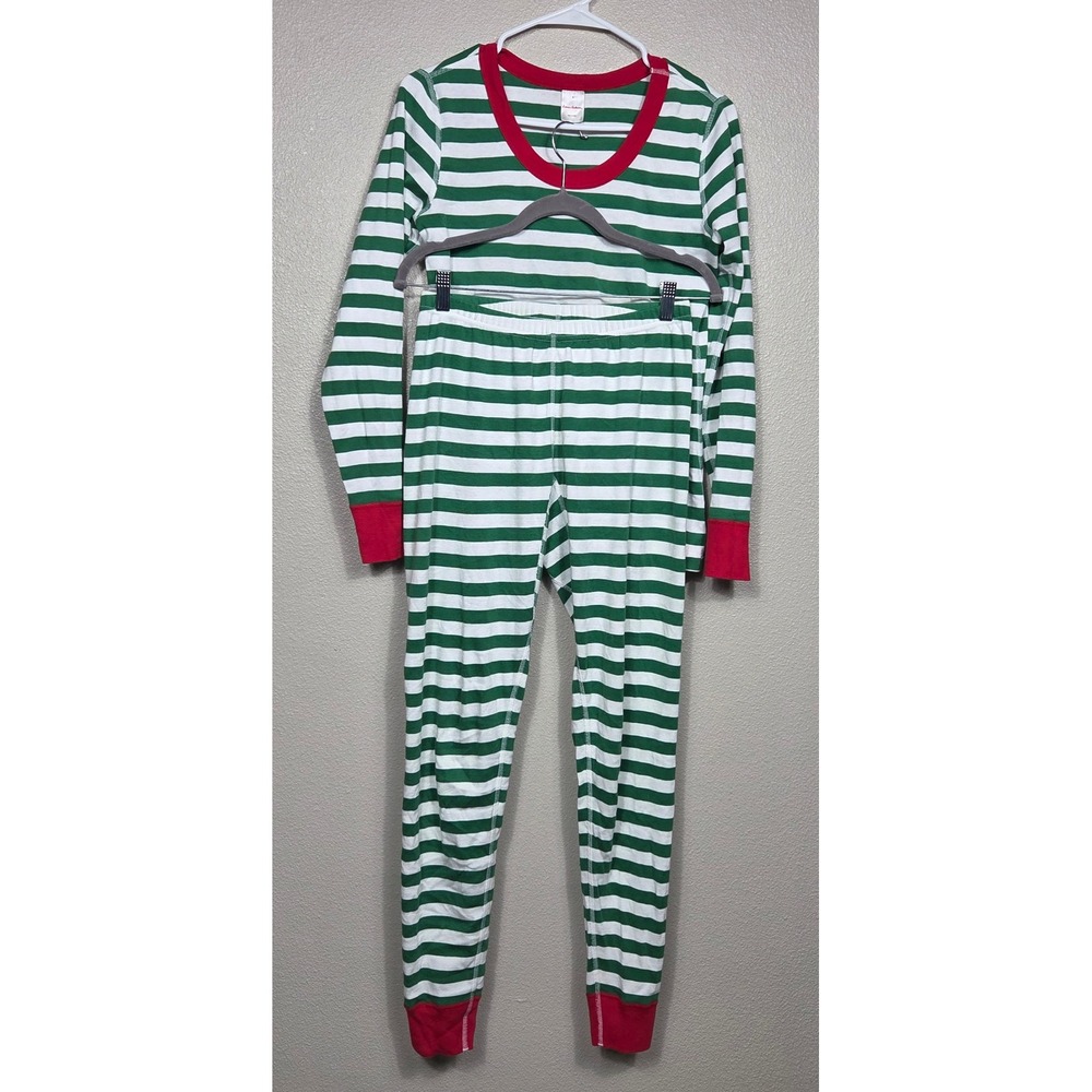 Hanna Andersson Women's Small Green White Stripe Christmas Pajama Set